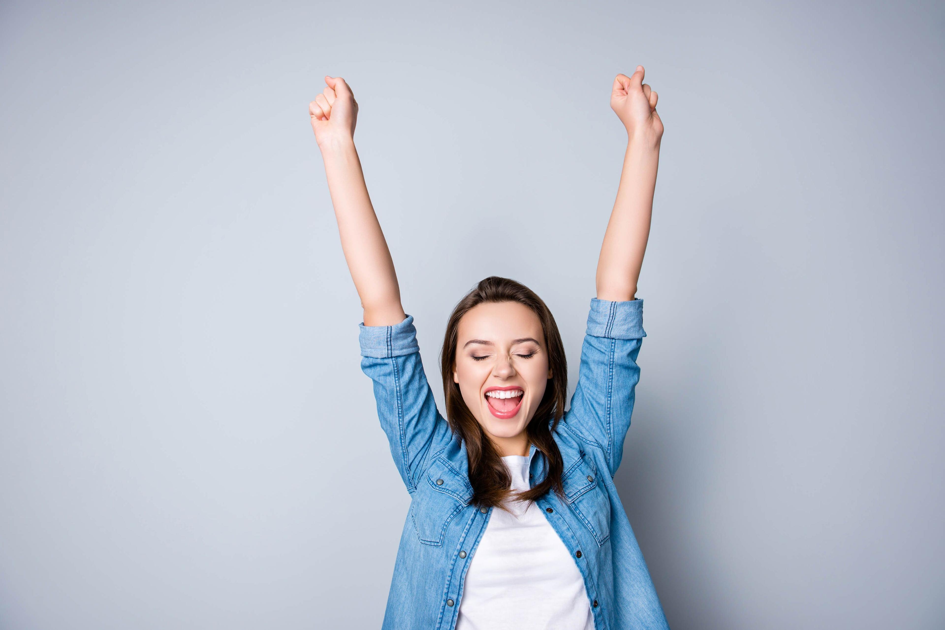 Cheering woman