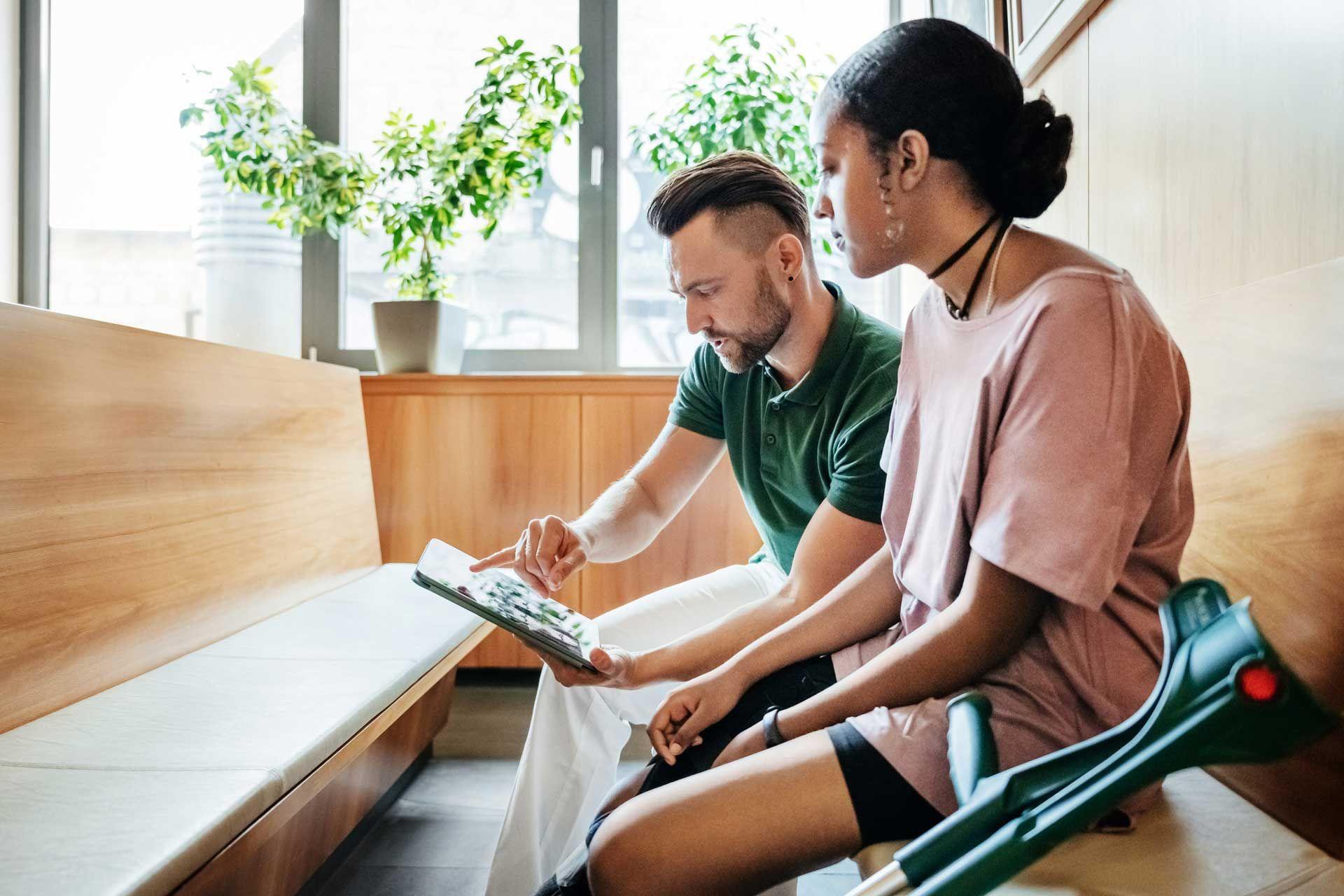 A health professional discussing test results with a patient