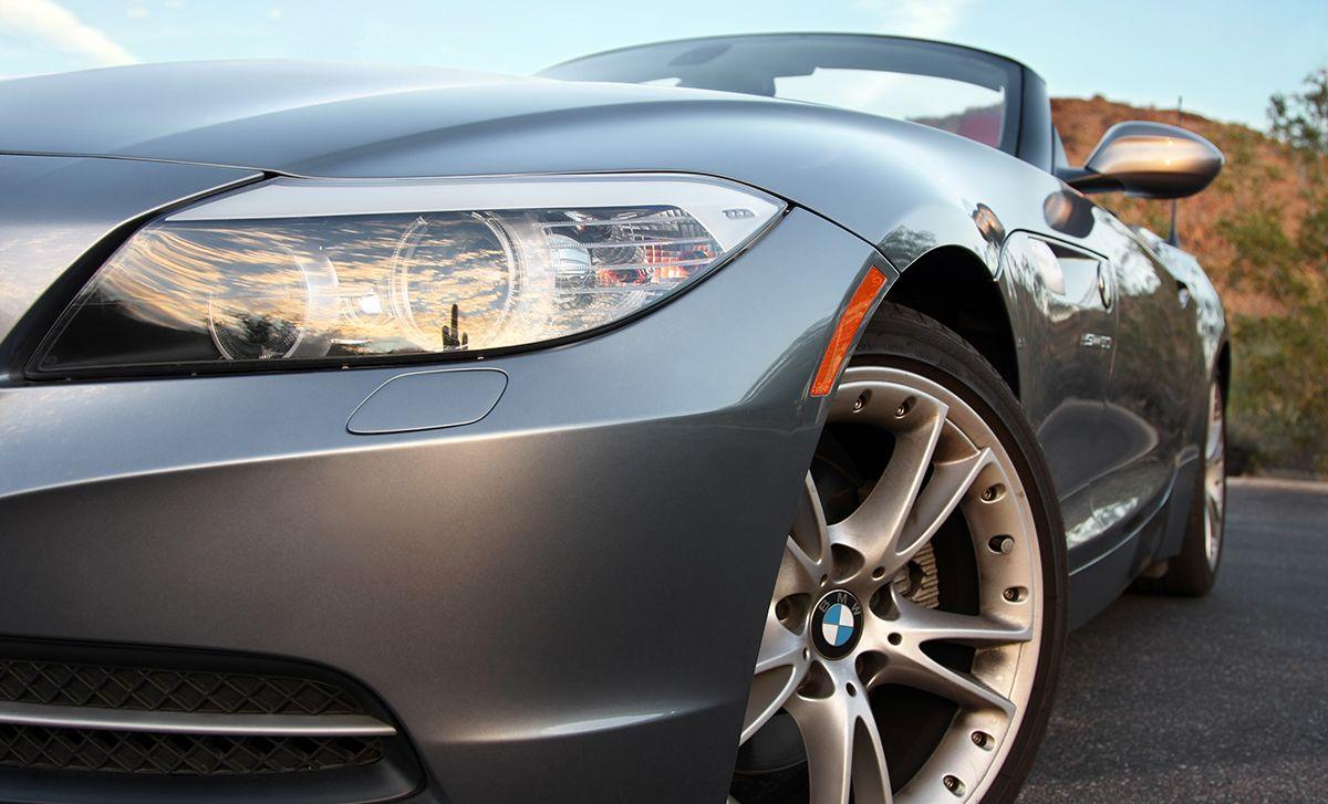 front of a BMW car