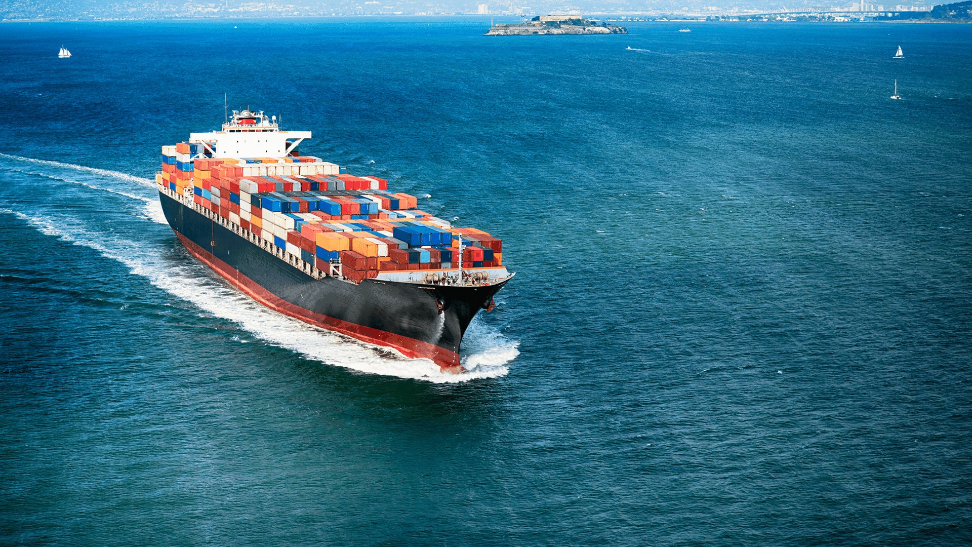 Cargo ship on the ocean